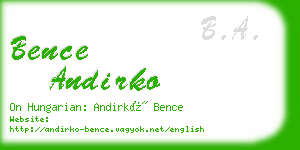 bence andirko business card